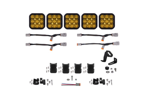 Diode Dynamics SS5 Pro Universal CrossLink 5-Pod Lightbar - Yellow Driving - DD7255