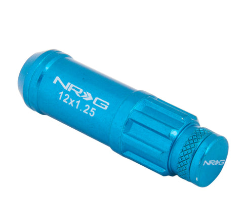 NRG 700 Series M12 X 1.25 Steel Lug Nut w/Dust Cap Cover Set 21 Pc w/Locks & Lock Socket - Blue - LN-LS710BL-21