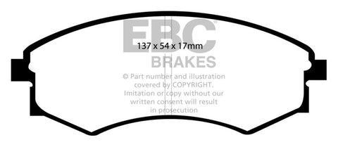EBC 92-95 Hyundai Elantra 1.6 Yellowstuff Front Brake Pads - DP41358R