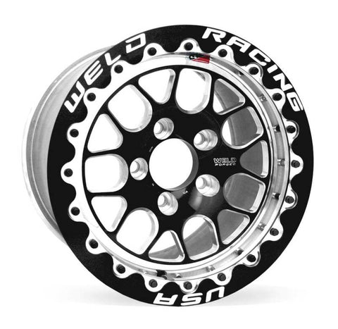 Weld S77 15x8.33 / 5x4.5 BP / 4.5in. BS Black Wheel (Medium Pad) - Black Single Beadlock MT - 77MB508A45F