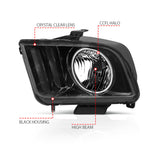 ANZO 2005-2009 Ford Mustang Crystal Headlights w/ Halo Black (CCFL) - 121033