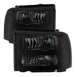 xTune Ford F250/350/450 Super Duty 05-07 Crystal Headlights Black Smoked HD-JH-FS05-AM-BSM - 9030444