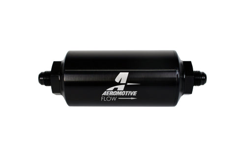 Aeromotive In-Line Filter - (AN-6 Male) 40 Micron Stainless Mesh Element Bright Dip Black Finish - 12348
