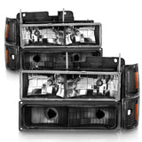 ANZO 88-98 Chevrolet C1500 Crystal Headlights Black - 111505