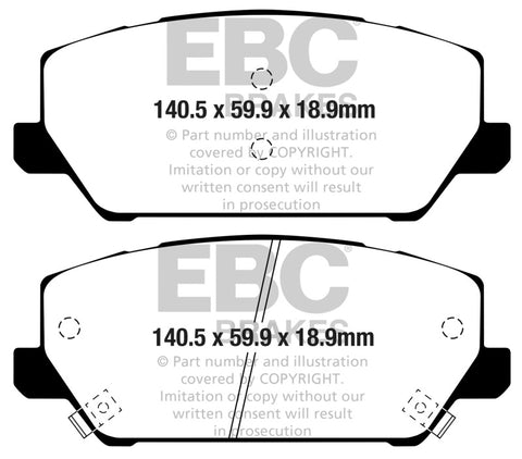 EBC 2019+ Hyundai Veloster Turbo N (2nd Gen) 2.0L Ultimax Front Brake Pads - UD2211