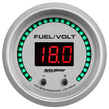 Autometer 52.4mm Silver Switchable 0-100 Fuel Level/8-18V Voltmeter Ultra-Lite Elite Digital Gauge - 6709-UL