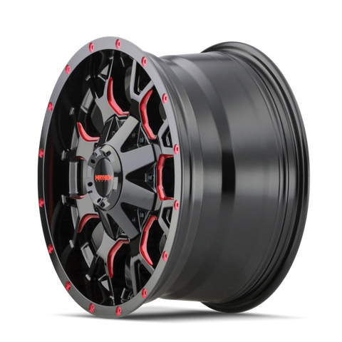 Mayhem 8015 Warrior 17x9 / 6x135 BP / 18mm Offset / 106mm Hub Black w/ Prism Red Wheel - 8015-7937BTR18