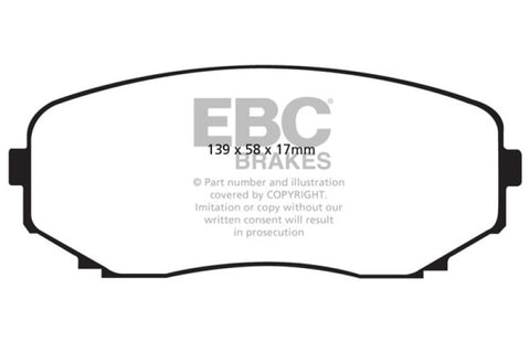 EBC 11-14 Ford Edge 2.0 Turbo Ultimax2 Front Brake Pads - UD1258