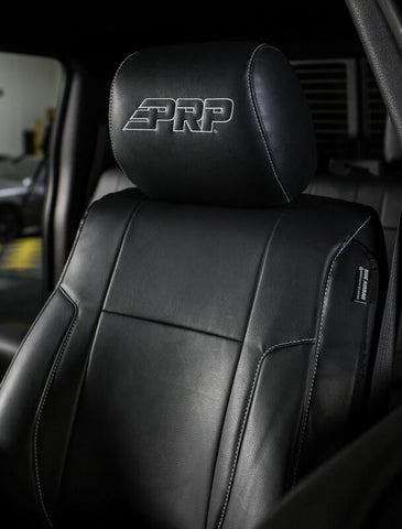 PRP 12-14 Ford Raptor Front Seat Covers (Pair) - Black w Silver Stitch - B068-06