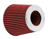 K&N Universal Air Filter Chrome Round Tapered Red - 4in ID x 1.125in L x 5.5in H (Multi Lingual) - RG-1001RD-L