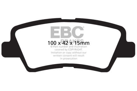 EBC 12 Hyundai Elantra 1.8 Yellowstuff Rear Brake Pads - DP41875R