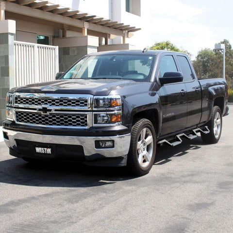 Westin 14-18 Chevrolet Silverado 1500 DC 6.5ft Bed HDX Stainless Drop W2W Nerf Step Bars - Tex. Blk - 56-5345952