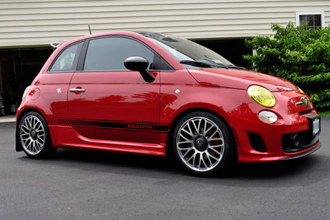 Rally Armor 12-18 Fiat 500 (Pop/Sport/Lounge/Abarth) Black UR Mud Flap w/ Red Logo - MF25-UR-BLK/RD