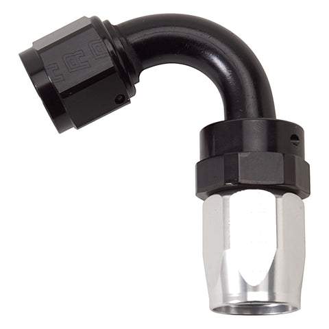 Russell Performance -10 AN Black/Silver 120 Degree Tight Radius Full Flow Swivel Hose End - 613423