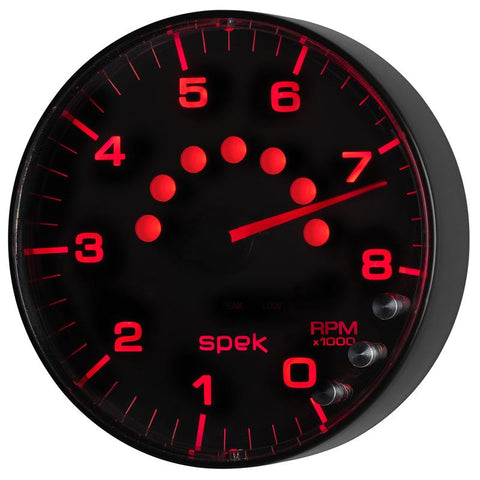 Autometer Spek-Pro Gauge Tachometer 5in 8K Rpm W/Shift Light & Peak Mem Black/Black - P238328