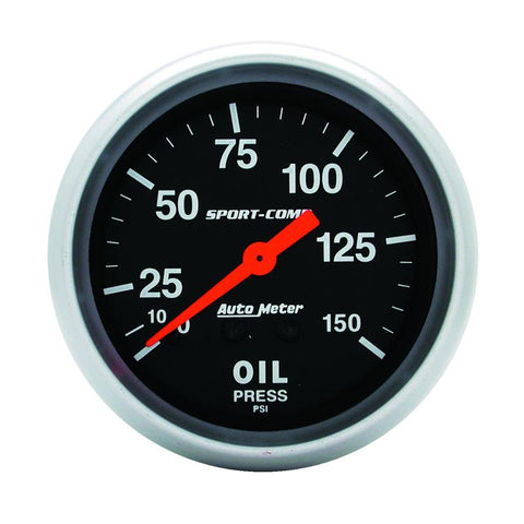 AutoMeter Gauge Oil Pressure 2-5/8in. 150PSI Mechanical Sport-Comp - 3423