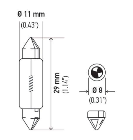 Hella Bulb 6428 12V 3W SV7-8 T2.25 8x28mm - 6428