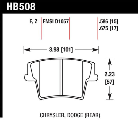 Hawk 05-10 Chrysler 300 (except SRT8) / 08 Dodge Challenger / 09-10 Dodge Challenger SE/RT HPS - HB508F.675