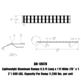 Gen-Y Lightweight 6.5ft Aluminum Loading Ramps 12in x 78in 600lb Capacity Per Ramp - Pair - GH-18078