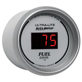 Autometer Ultra-Lite Digital 2-1/16in 0-280 OHM Silver Dial w/ Red LED Programmable Fuel Level Gage - 6510