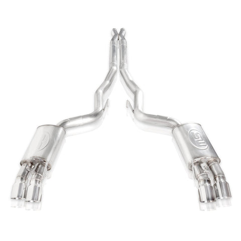 Stainless Works 2018+ Ford Mustang GT 3in Redline Series Catback X-Pipe w/Active Valves & Quad Tips - M18CBXFCV