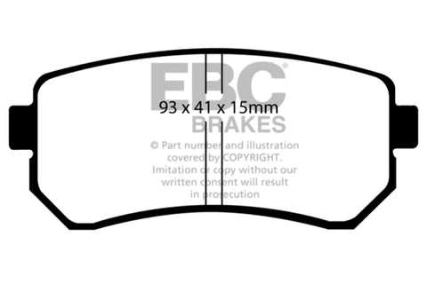 EBC 09-12 Hyundai Elantra 2.0 Touring Yellowstuff Rear Brake Pads - DP41769R