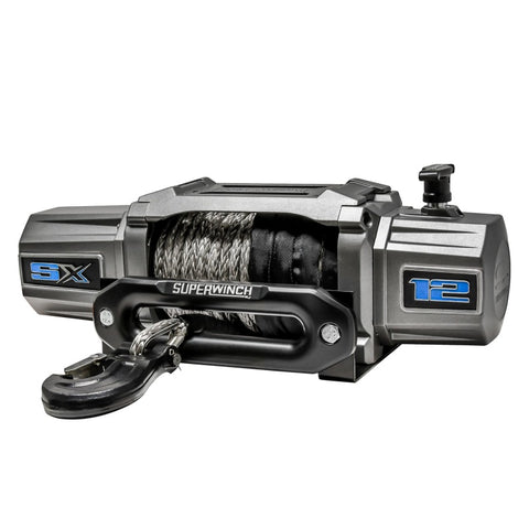 Superwinch 12000 LBS 12V DC 3/8in x 80ft Synthetic Rope SX 12000SR Winch - Graphite - 1712201