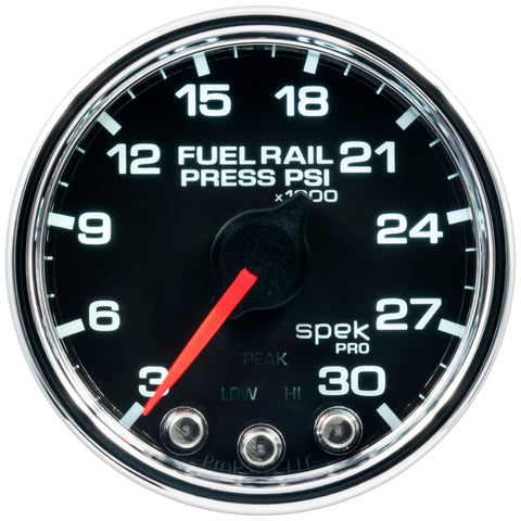 Autometer Spek-Pro Gauge Rail Press 2 1/16in 30Kpsi Stepper Motor W/Peak & Warn Blk/Chrm - P32131