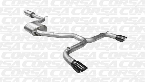 Corsa 14-15 Volkswagen GTI Mk7 Black Sport 3.0in Cat-Back Dual Rear Exit with Single Pro-Series Tips - 14834BLK