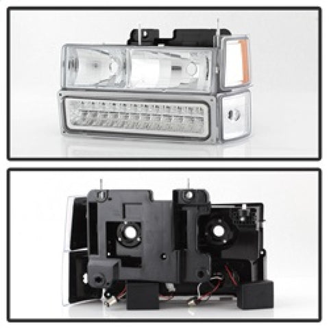xTune 92-94 Blazer Full Size Corner/LED Bumper Headlights Chrome HD-JH-CCK88-LED-AM-C-SET - 5069559
