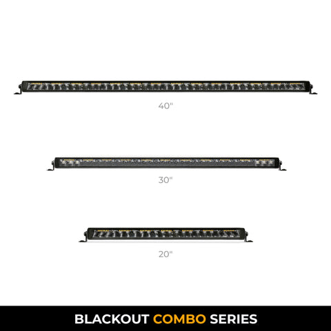 Go Rhino Xplor Blackout Combo Series Sgl Row LED Light Bar w/Amber (Side/Track Mount) 39.5in. - Blk - 754004012CSS