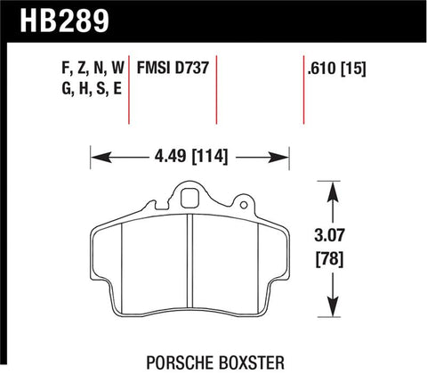Hawk 97-08 Porsche Boxster DTC-60 Compound Front Brake Pads - HB289G.610