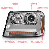 ANZO 2006-2009 Chevrolet Trailblazer Projector Headlights w/ Plank Style Design Chrome w/ Amber - 111391