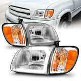 ANZO 00-04 Toyota Tundra (Reg/Acc Cab Only) Crystal Headlights w/Lgt Bar Chrome w/Corner Lights 2pc - 111580