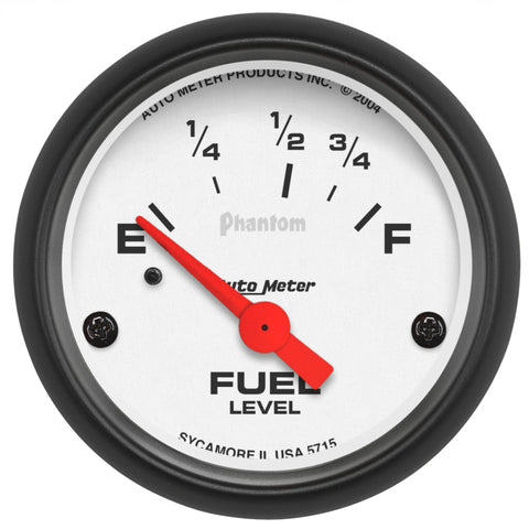 Autometer Phantom 52mm 73 Ohm Empty-10 Ohm Fuel Short Sweep Electric Fuel Level Gauge - 5715