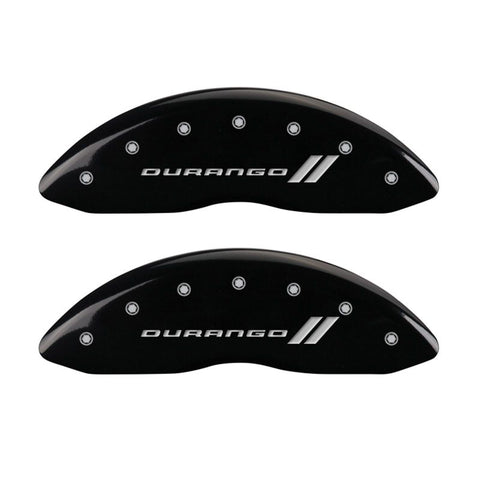 MGP 4 Caliper Covers Engraved Front & Rear With stripes/Durango Black finish silver ch - 12134SDGOBK