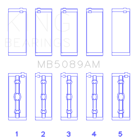 King Toyota 1RZ (Size 0.25) Crankshaft Main Bearing Set - MB5089AM025