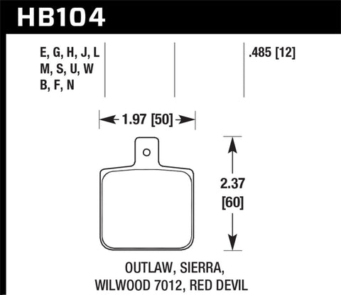Hawk Sierra/Outlaw/Wilwood HPS Street Brake Pads - HB104F.485