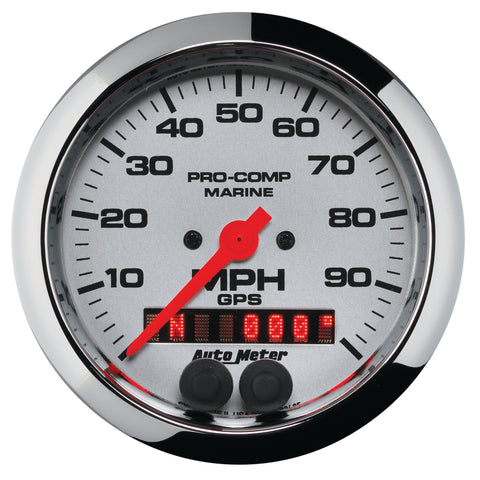 Autometer Marine Chrome 3-3/8in 100MPH GPS Speedometer Gauge - 200636-35