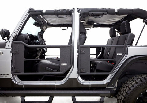 Rampage 2007-2018 Jeep Wrangler(JK) Unlimited 4-Door Tube Doors With Netting - Black - 7684