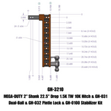 Gen-Y Mega Duty 2in Shank 22.5in Drop 10K Hitch w/Dual-Ball/Pintle Lock/Stabilizer Kit - GH-3210