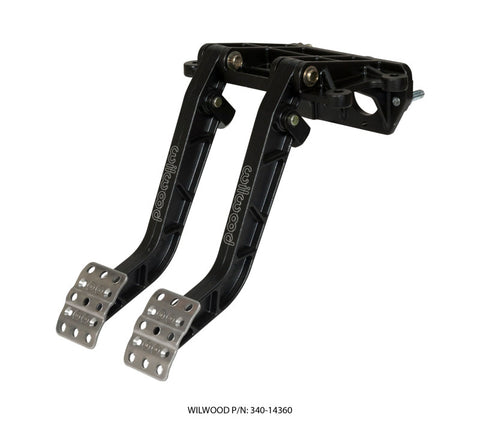Wilwood Adjustable-Tandem Dual Pedal - Brake / Clutch - Fwd. Swing Mount - 6.25:1 - Black E-Coat - 340-14360