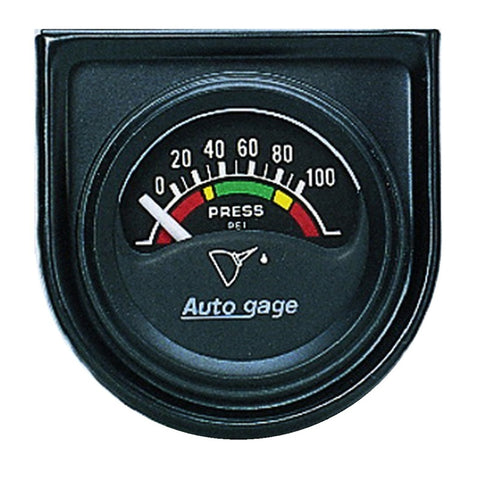 Autometer AutoGage Gauge Console 1.5in 100psi Electric Oil Pressure Gauge - Black Dial/Black Bezel - 2354