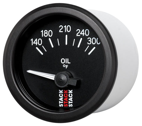 Autometer Stack 52mm 140-300 Deg F 1/8in NPTF Electric Oil Temp Gauge - Black - ST3210