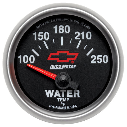 Autometer GM Bowtie Black 2-1/16in 100-250 F Pedestal Electronic Water Temp Gauge - 3637-00406