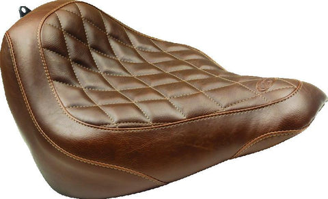 Mustang 18-21 Harley Softail Slim Wide Tripper Solo Seat Diamond Stitch - Brown - 83053