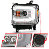 ANZO 2014-2015 Gmc Sierra 1500 Projector Headlight Plank Style Chrome w/ Switchback (Halogen Type) - 111488