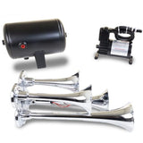 Kleinn Chrome Quad Horn Kit w/ 130 PSI Air Compressor / 1.0 gal Air Tank - HK4