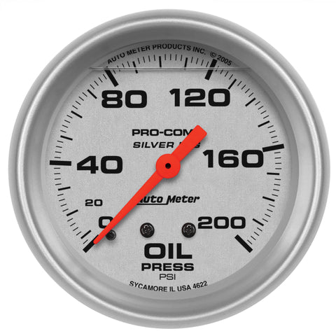AutoMeter Gauge Oil Press 2-5/8in. 200PSI Liquid Filled Mech Ultra-Lite - 4622