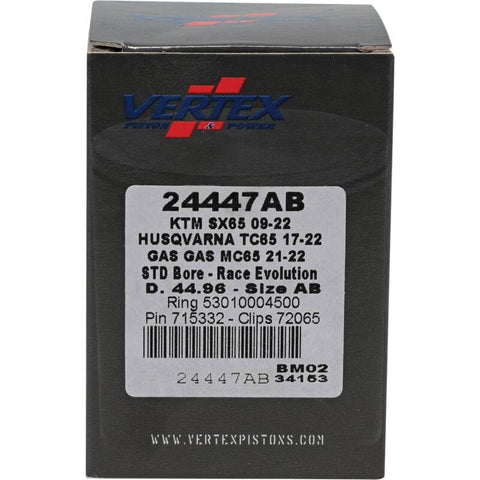 Vertex Piston 09-24 KTM 65 SX 65cc Cast Race Evolution Piston Kit - 24447AB